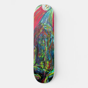Skateboard Peinture à l'huile d'homme abstrait coloré