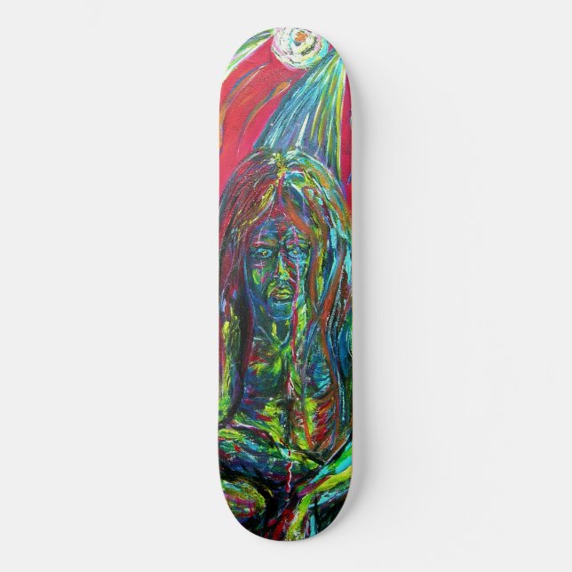 Skateboard Peinture à l'huile d'homme abstrait coloré (Recto)