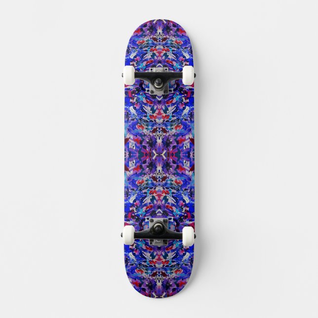 Skateboard Peinture abstraite bleue mignonne (Recto)