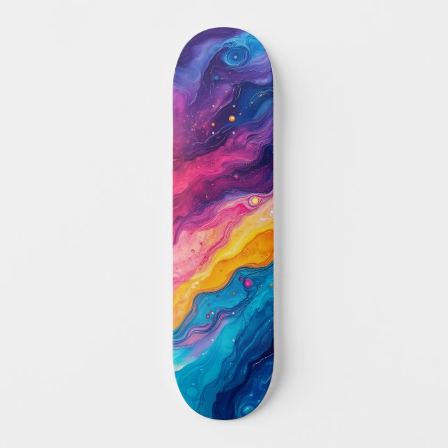 Skateboard Peinture Abstraite Feu & Glace (Recto)