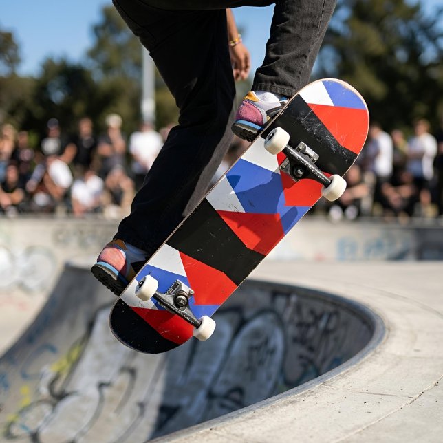 Skateboard Peinture Abstraite Moderne | esthétique bleu rouge (Créateur téléchargé)