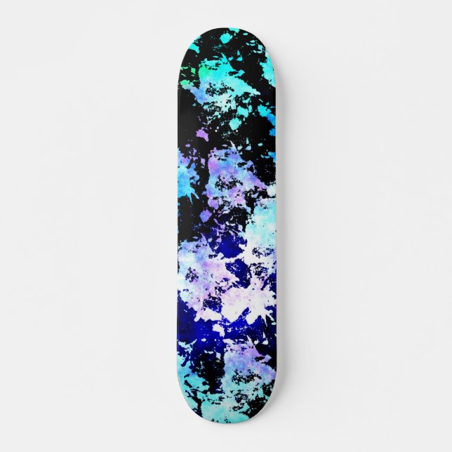 Skateboard Peinture bleu vert pourpre Splash Abstrait (Devant)
