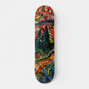 Skateboard Peinture Colorée Sur Les Arbres Et Les Rivières