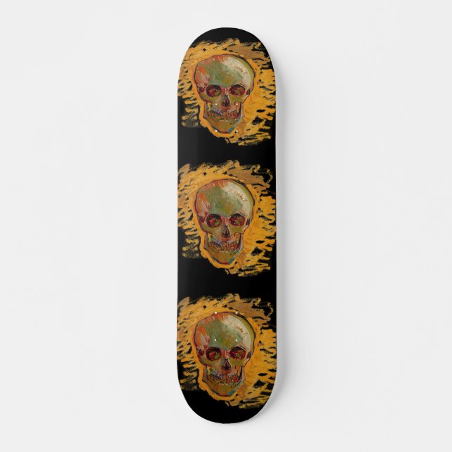 Skateboard Peinture crânienne vintage par Van Gogh (Devant)