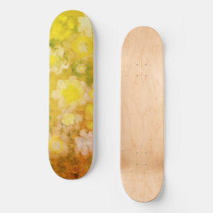 Skateboard Peinture d'aquarelle Abstraite de fleurs rétro