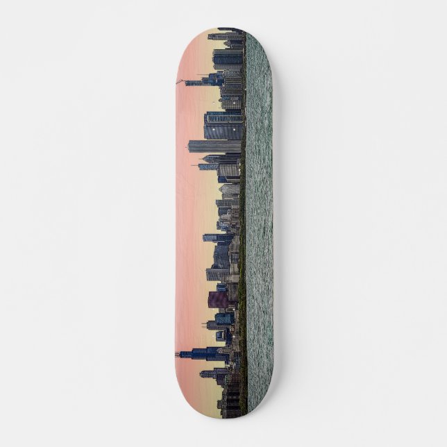 Skateboard Peinture de Chicago Skyline (Devant)
