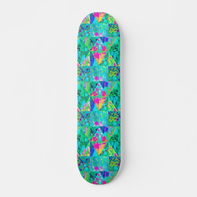 Skateboard Peinture de courtepointe avec Hydrangea et Blues (Devant)