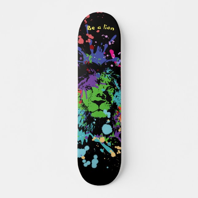 Skateboard Peinture de Lion colorée Patinage artistique (Devant)