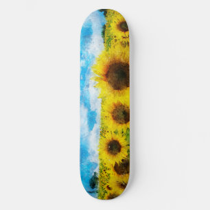 Skateboard Peinture de tournesols