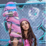 Skateboard Peinture D'Un Arbre De Fleur De Cerisier<br><div class="desc">Ce tableau créé par l'IA et aux couleurs vives présente un cerisier rose chaud en fleurs dans le Japon historique.</div>