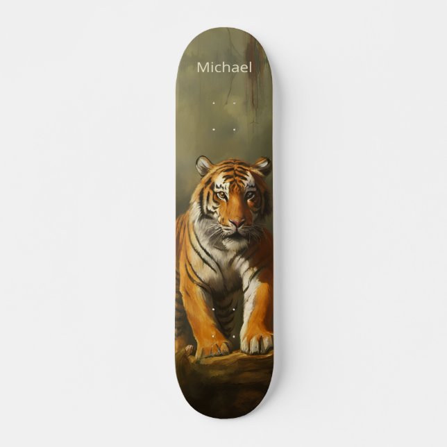 Skateboard Peinture D'Un Tigre (Devant)