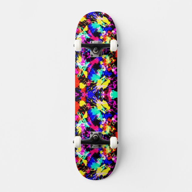Skateboard Peinture éclaboussée colorée mignonne (Recto)