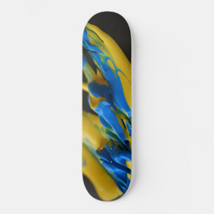 Skateboard Peinture jaune et bleue sur noir
