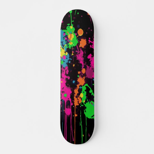 Skateboard Peinture néon éclaboussure goutte Art abstrait de  (Devant)