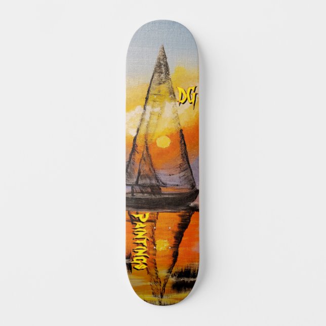 Skateboard Peintures DG Coucher de soleil voile (Recto)