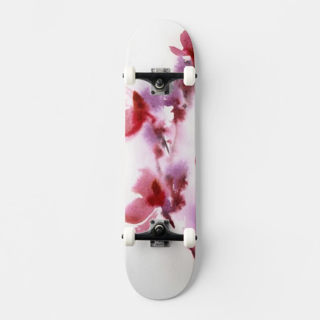 Skateboard Peintures florales abstraites 3 d'aquarelle (Recto)