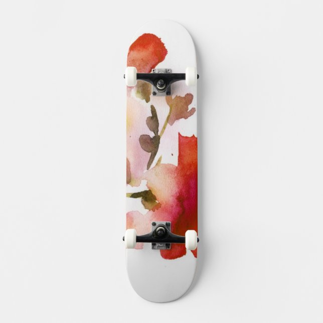 Skateboard Peintures florales abstraites d'aquarelle (Recto)