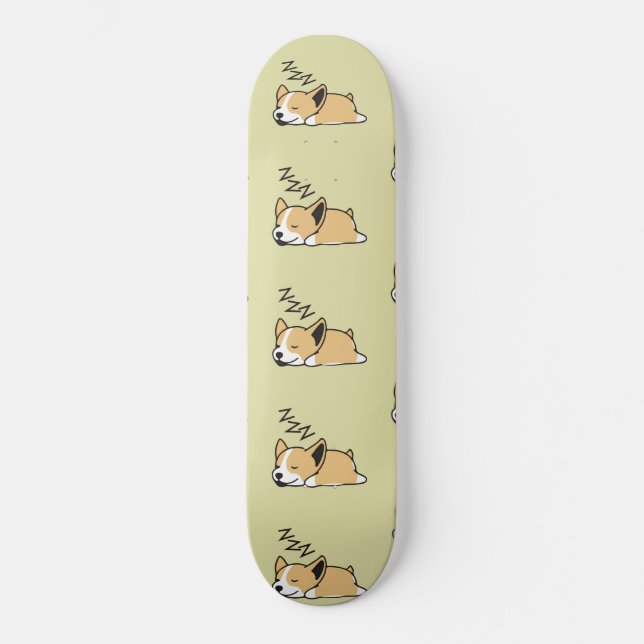 Skateboard Pembroke Welsh Corgi Sleeping Amoureux des chiens  (Recto)
