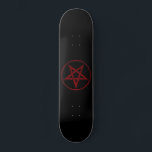 Skateboard Pentagram Red Devil<br><div class="desc">Pentagramme rouge,  inversé,  texturé en cercle,  sur arrière - plan noir. Symbole occulte 666</div>