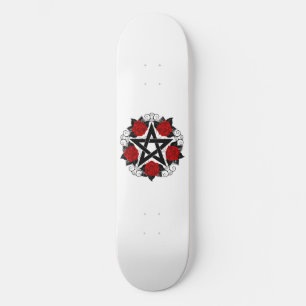 Skateboard Pentagramme aux roses rouges