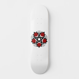 Skateboard Pentagramme aux roses rouges