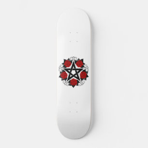 Skateboard Pentagramme aux roses rouges