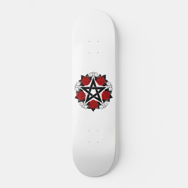 Skateboard Pentagramme aux roses rouges (Recto)