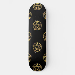 Skateboard Pentagramme noir et or