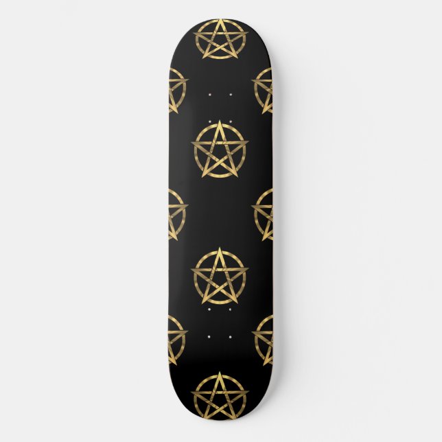 Skateboard Pentagramme noir et or (Recto)