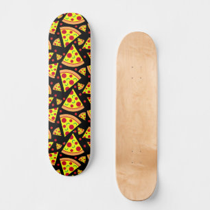 Skateboard Pepperoni Pizza Slices Junk Food Motif Noir