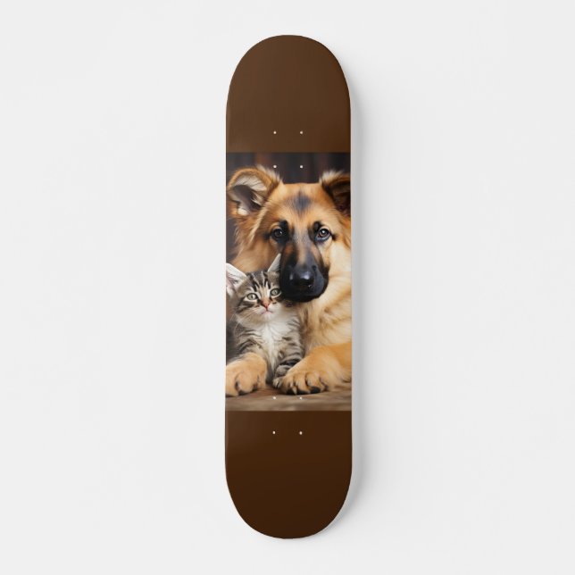 Skateboard Perro y gato juntos como amigos (Devant)