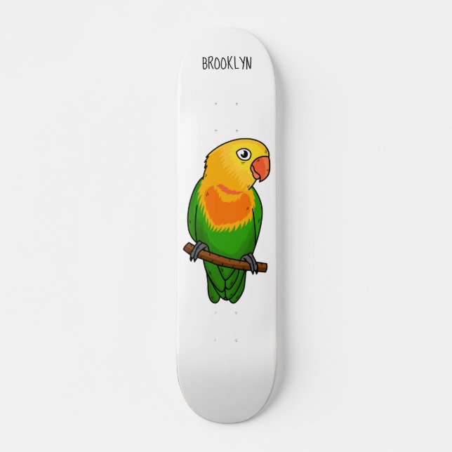 Skateboard Perroquet de caricature mignon lovebird (Devant)