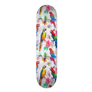 Skateboard Perroquets de style d'aquarelle