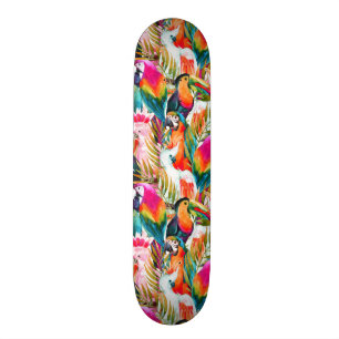 Skateboard Perroquets et palmettes