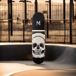 Skateboard Personalized Skeleton Birthday Halloween Party<br><div class="desc">Memento mori (1916) by Julie de Graag 

skeleton,  skull,  halloween,  death,  bones,  black,  dead,  horror,  white,  funny,  cool,  gothic,  dark,  skulls,  spooky,  goth,  bone,  vintage,  cute,  grunge,  anatomy,  ghost,  witch,  punk,  skeletons,  tarot,  emo,  scary,  black and white,  metal</div>