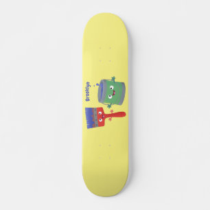 Skateboard Personnages de peinture et de pinceau mignons