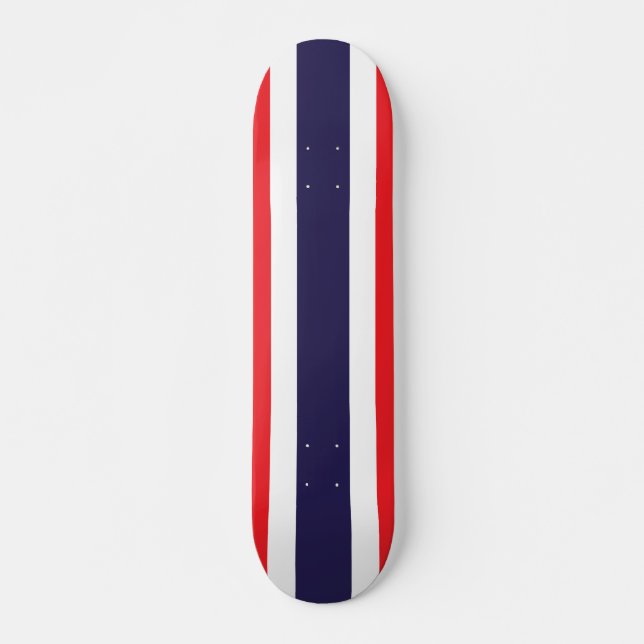 Skateboard Personnalisable en rouge, blanc et bleu (Devant)