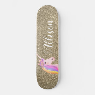 Skateboard Personnalisation de la Parties scintillant d'or de