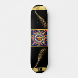 Skateboard personnalisé Abstrait noir et or