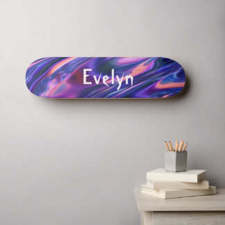 Skateboard Personnalisé Ajouter un nom Purple Abstrait Cyberp