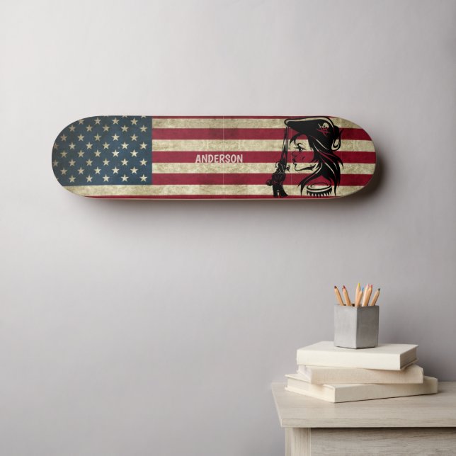 Skateboard Personnalisé American Pirate Lady (Art mural (Horz))