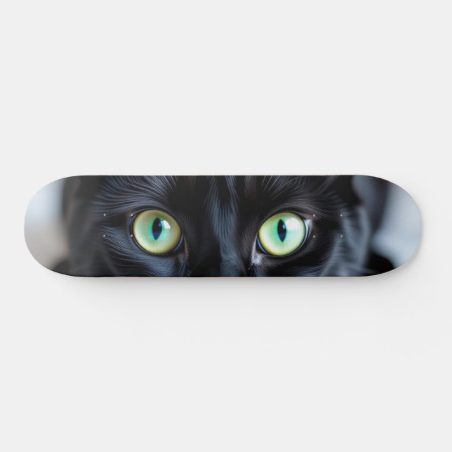 Skateboard Personnalisé Black Cat Eyes Kitty Pet Photo Patina (Horz)