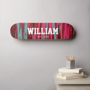 Skateboard Personnalisé Est Coloré Abstrait Rouge & Rose