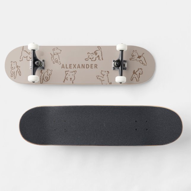 Skateboard personnalisé Fox Terrier avec nom (Horz)