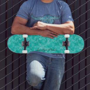 Skateboard Personnalisé Moderne Distressed Turquoise