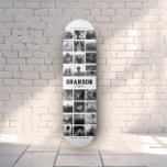 Skateboard Personnalisé Nom Cool Instagram tendance Collage p<br><div class="desc">Modern Instagram Photo Collage design pour skateboards : Personnalisez avec vos photos préférées ainsi que des messages avec des noms personnalisés et faites de ce cadeau d'anniversaire le plus cool jamais! Voici la version en noir et blanc.</div>