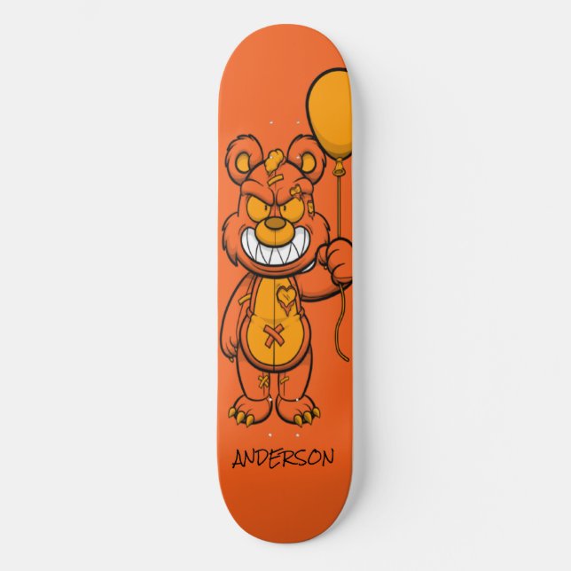 Skateboard personnalisé Orange Teddy Zombie (Recto)