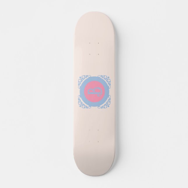 Skateboard Personnalisé rose et bleu  (Devant)