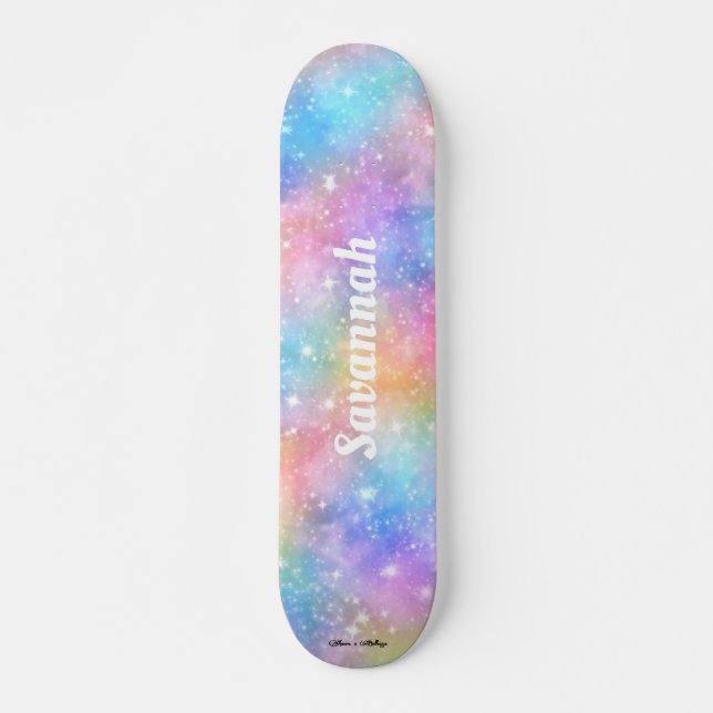 Skateboard Personnaliser le nom Galaxy Nebula Rainbow Gradien (Devant)
