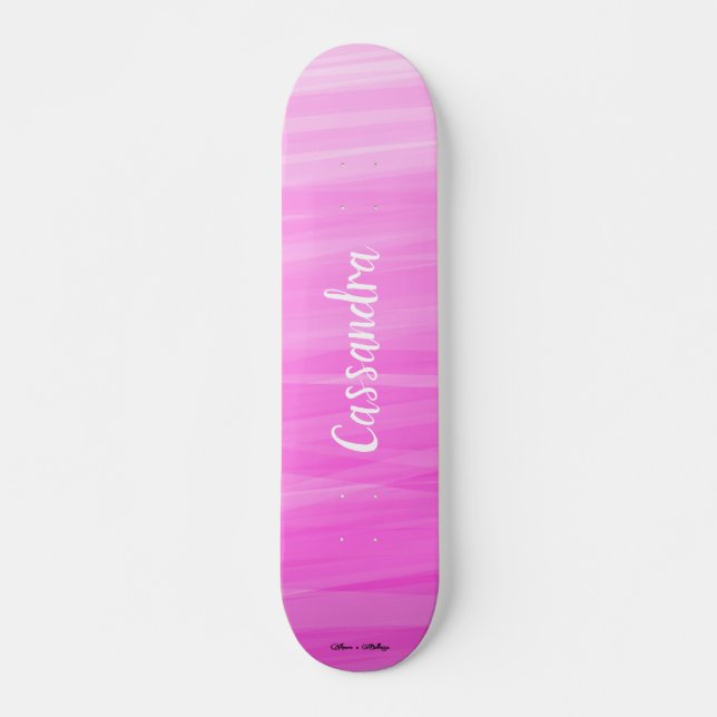Skateboard Personnaliser le nom Pink Ombre Unique Girly (Devant)